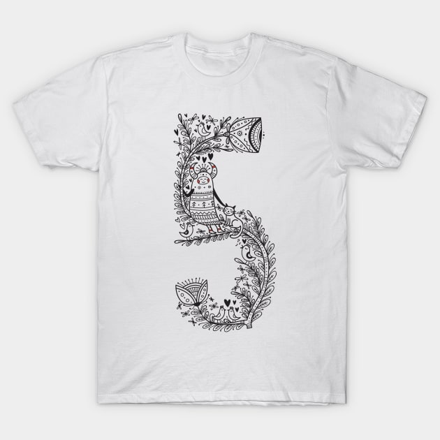 Five (Buu&Luu Alphabet) T-Shirt by yuliia_bahniuk